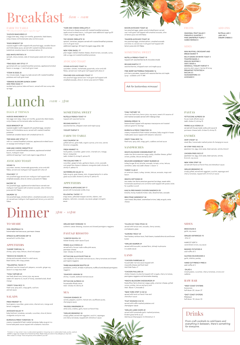 Orange Blossom Menu - Image 1